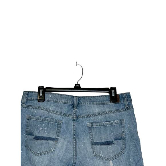 American Eagle Women's Short Raw Hem Distressed Denim Bleach Splatter Blue 6 - Picture 8 of 10